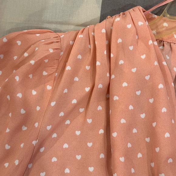 Elodie Nordstrom Size Large Long Sleeve Blouse Hearts All Over Work Wear Coquett - Picture 6 of 9